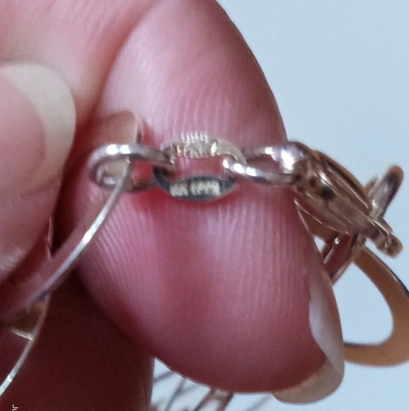 Double stranded silver circle link bracelet  stamped 925 real silver - Picture 3 of 4